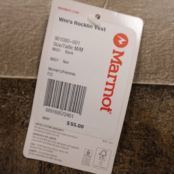 Marmot Rocklin Fleece Vest Women’s Medium Black Full Zip Outdoor - Picture 9 of 9